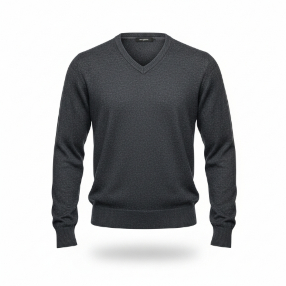 Qi Men's Dark Gray V-Neck Cashmere Sweater